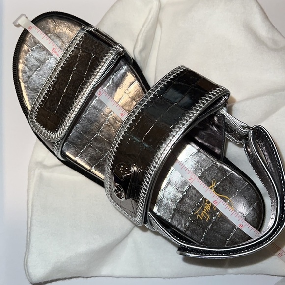 NEW Christian Louboutin Lock Cool Croc-Embossed Leather Sandal Size 37 - Picture 11 of 13